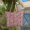 Large Cotton Women's Shoulder Bag Indian Hand Block Printed Tote Bag With Zipper