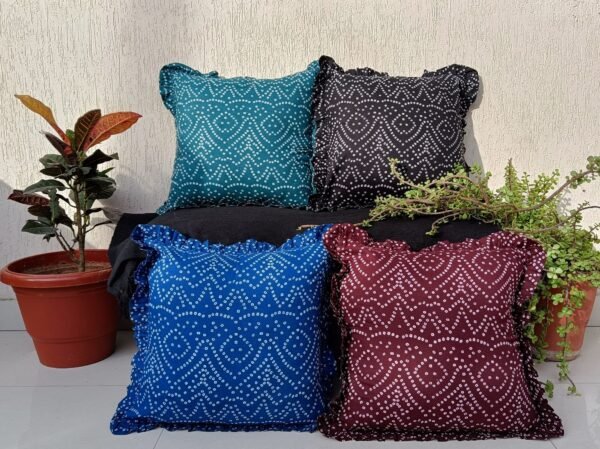 Multicolor Bandhani Hand Block Printed Pillow Covers